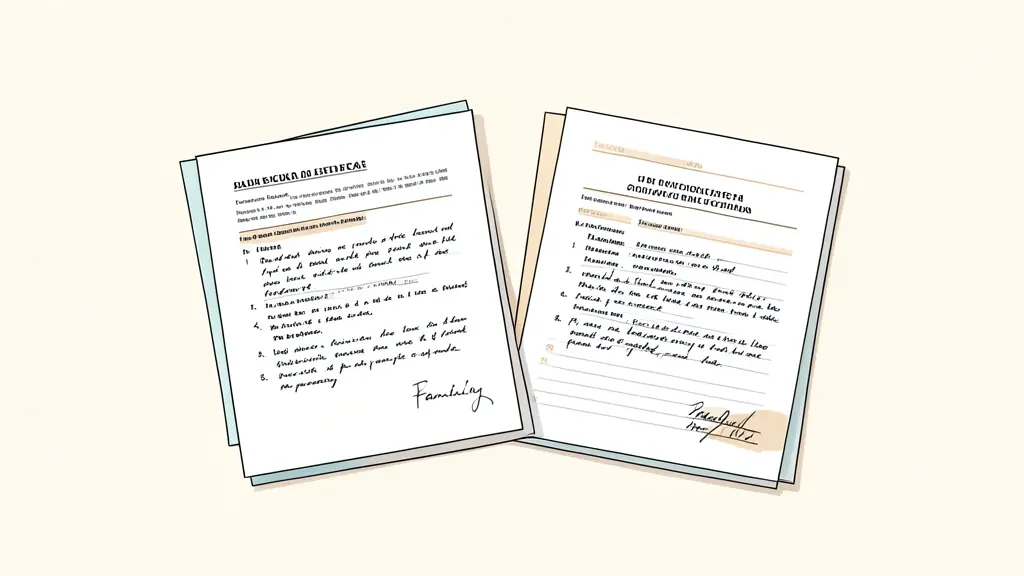 An editor comparing two obituary drafts beside handwritten family notes and a marked source packet